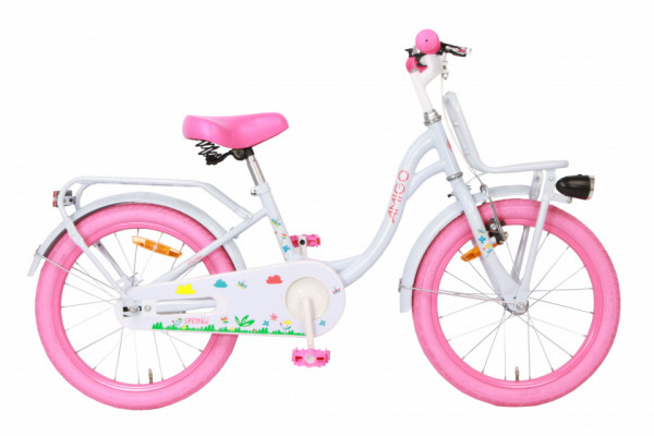 Spring 18 Zoll 26 cm Mädchen Rücktrittbremse Weiß/Rosa