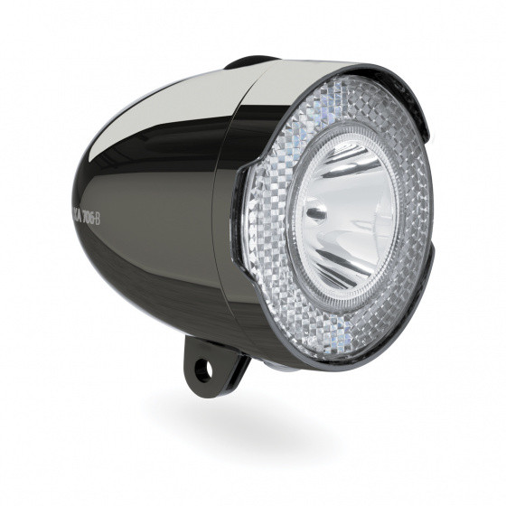 scheinwerfer 706-B Retro 15 lux led batterie chrom schwarz