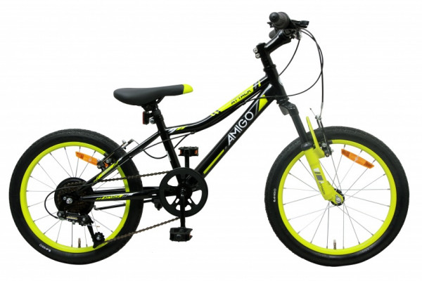 Attack 18 Zoll 26 cm Jungen 6G Felgenbremse Schwarz/Gelb