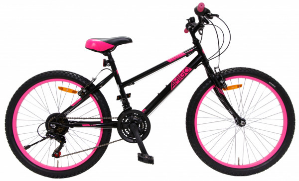 Power 24 Zoll 38 cm Mädchen 18G Felgenbremse Schwarz/Rosa