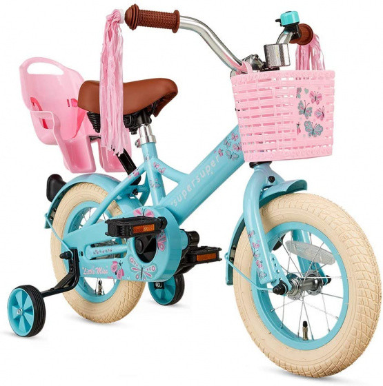 Little Miss 12 Zoll 21,5 cm Mädchen Rücktrittbremse Türkis/Rosa