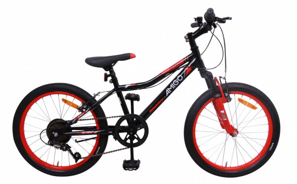 Attack 20 Zoll 28 cm Jungen 6G Felgenbremse Schwarz/Rot