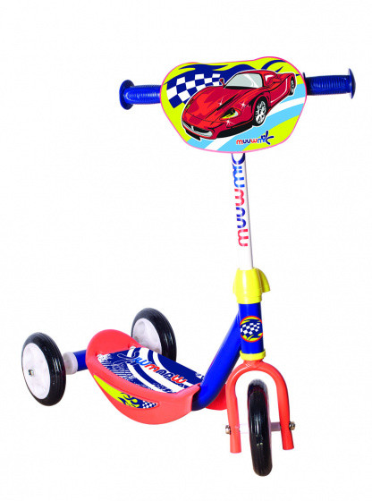 3-wiel kinderstep Racing Junior Fußbremse Orange/Blau