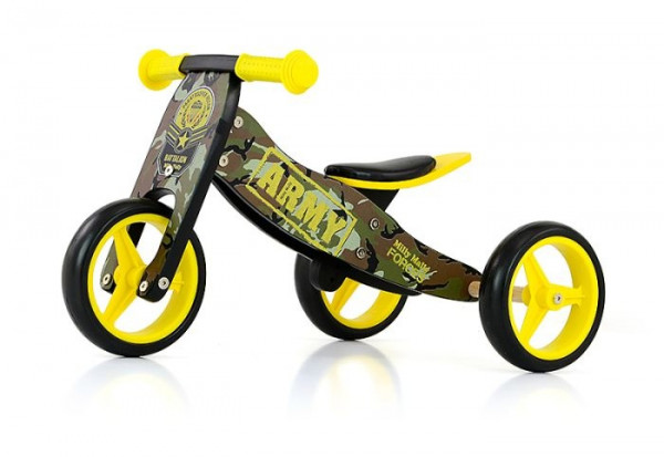 2-in-1 loopfiets Jake Army Junior Armeegrün/Gelb
