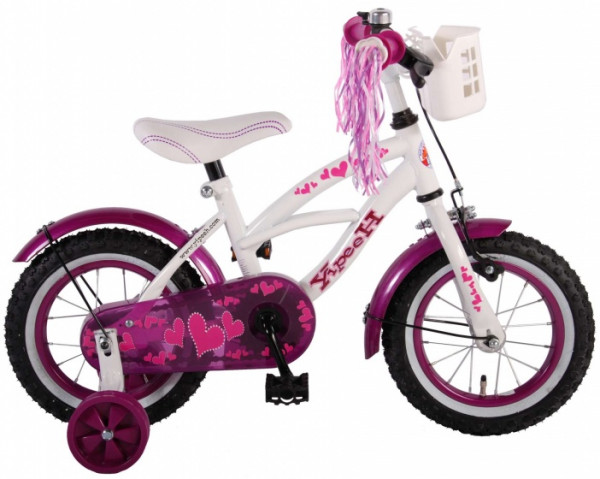 Heart Cruiser 12 Zoll 21,5 cm Mädchen Rücktrittbremse Weiß/Violett