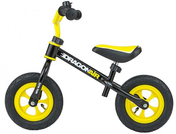 loopfiets Dragon Air 10 Zoll Junior Schwarz/Gelb