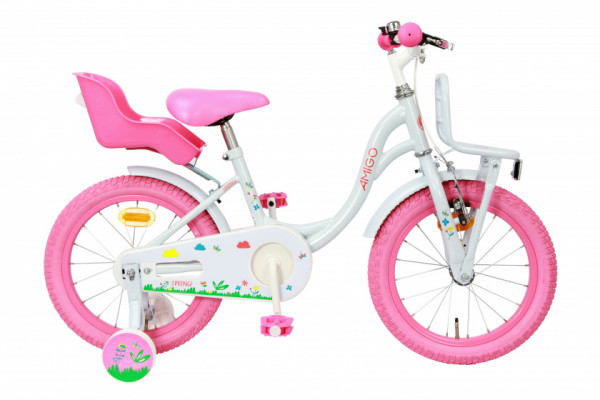 Spring 16 Zoll 25,5 cm Mädchen Rücktrittbremse Weiß/Rosa