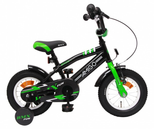 BMX Fun 12 Zoll 21 cm Jungen Rücktrittbremse Grün/Mattschwarz