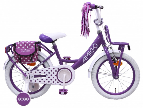 Dots 16 Zoll 24 cm Mädchen Rücktrittbremse Violett