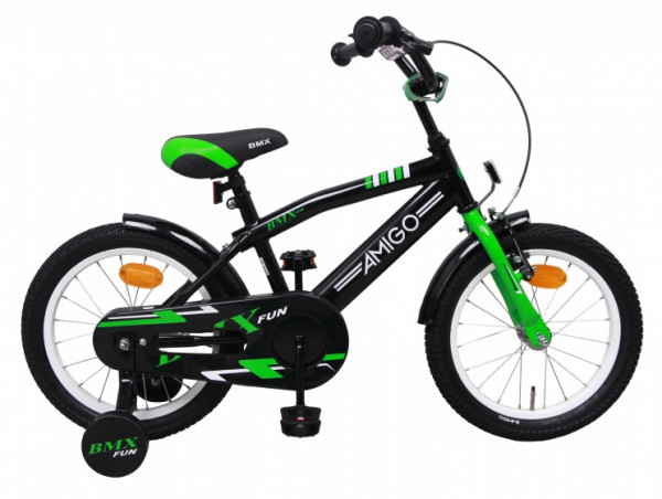BMX Fun 16 Zoll 28 cm Jungen Rücktrittbremse Grün/Mattschwarz