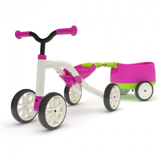 Quadie loopfiets met trailer Junior Rosa/Lime