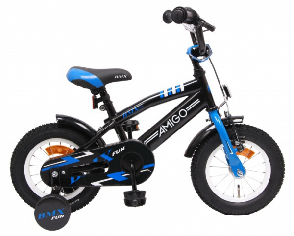BMX Fun 12 Zoll 21 cm Jungen Rücktrittbremse Schwarz/Blau